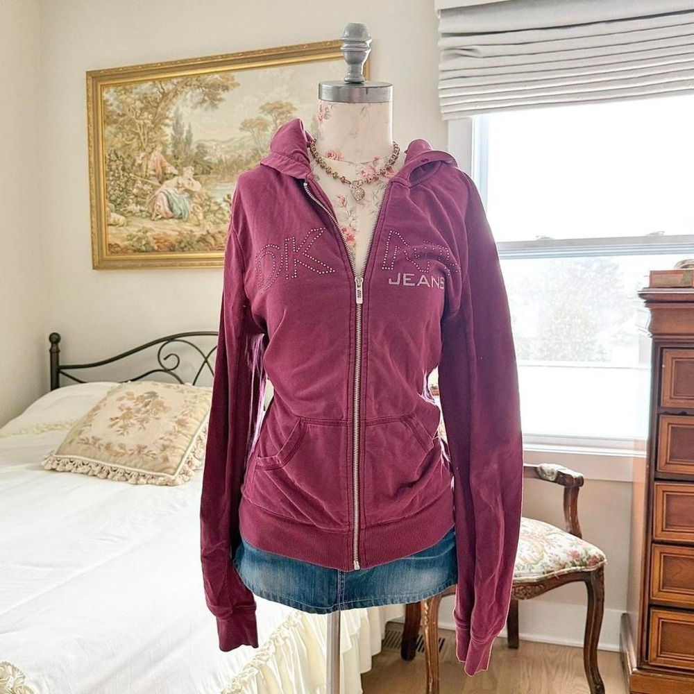 dkny zip hoodie Y2K DKNY Jeans zip hoodie size large s